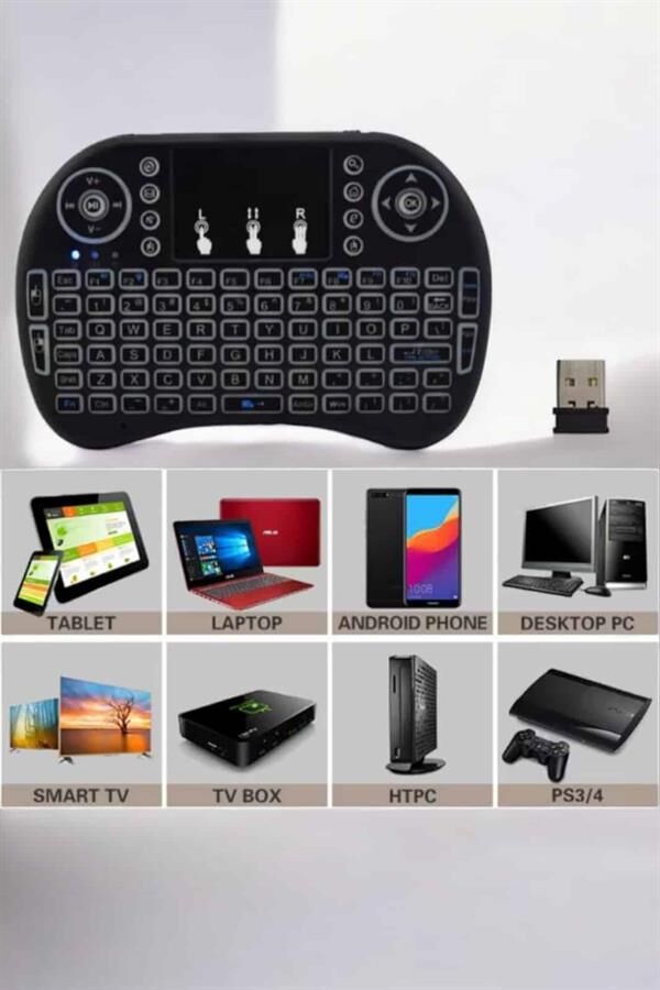 USB Bağlantılı Mini Q Klavye Işıklı Tüm Cihazlara Uyumlu