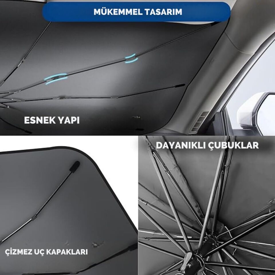 Fiat Fiorino, Citroen Berlingo, Renault Kangoo, Ford Courier, VW Caddy Uyumlu Oto Şemsiye
