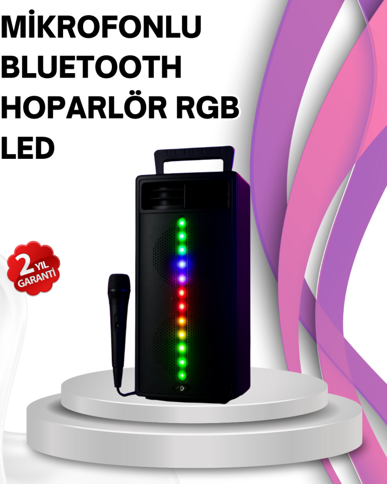 Renkli Işıklı Bluetooth Hoparlör – Taşınabilir, Güçlü Ses Performansı