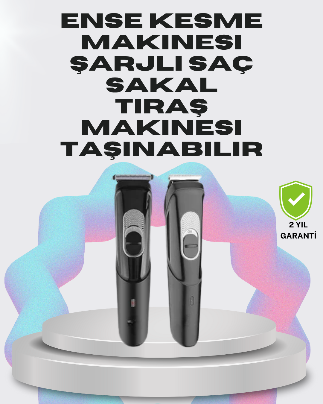 Taşınabilir Şarjlı Saç Sakal Tıraş Makinesi – 3 Taraklı, Sessiz ve Ergonomik