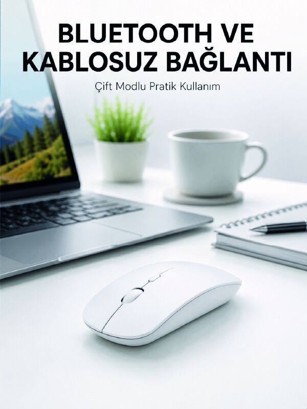 Bluetooth Kablosuz Wireless Mouse Şarjlı Sessiz Ergonomik 5000 DPI Fare