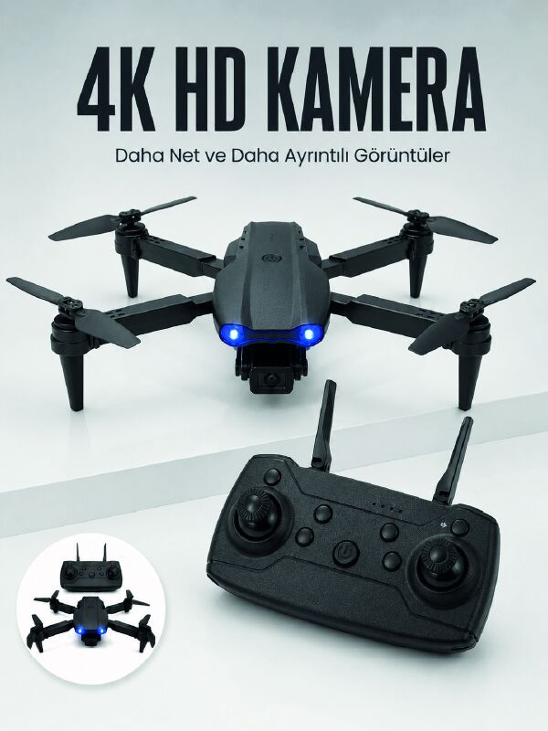 E99 Pro 4K HD Kameralı Katlanabilir Drone APP Kontrollü Uzaktan Kumandalı Mini Drone