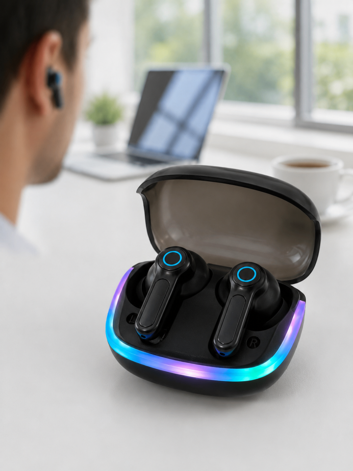 RGB Şarj Kutulu TWS Kablosuz Kulaklık Bluetooth 5.4 HD Voice Type-C Şarj Destekli