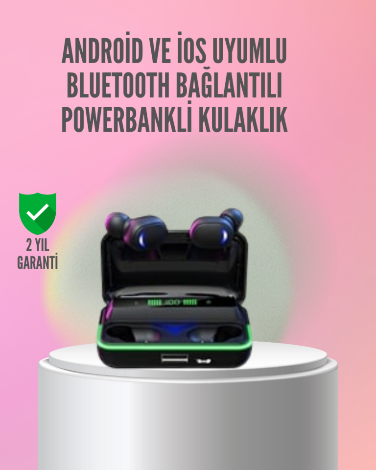 Powerbank Özellikli Bluetooth 5.1 Kulaklık Oyun ve Müzik İçin