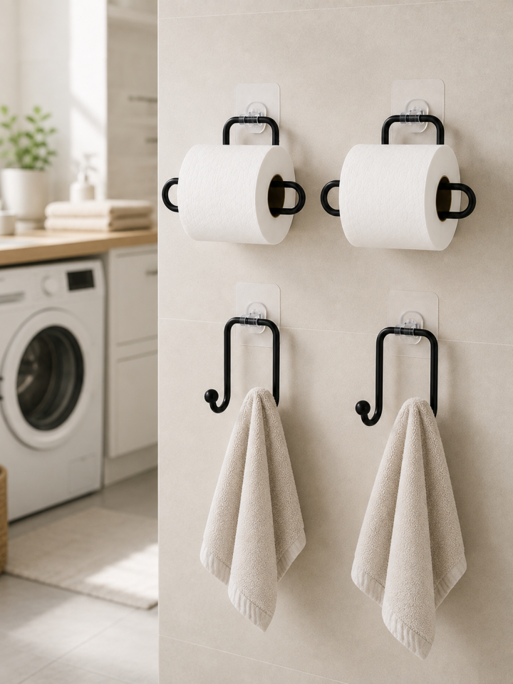 Banyo ve Mutfak İçin 4 Parça Set 2 Adet Kağıtlık 2 Adet Havlu Askısı