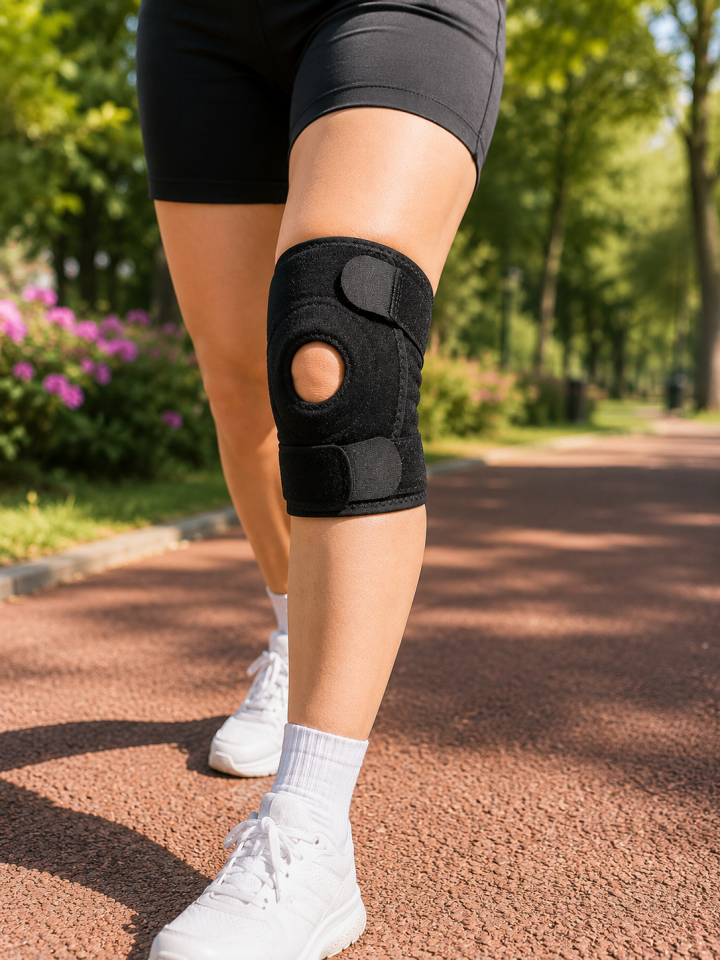 Sporcu Dizliği Açık Patella Tasarımlı Ayarlanabilir Cırtlı Kısa Diz Desteği