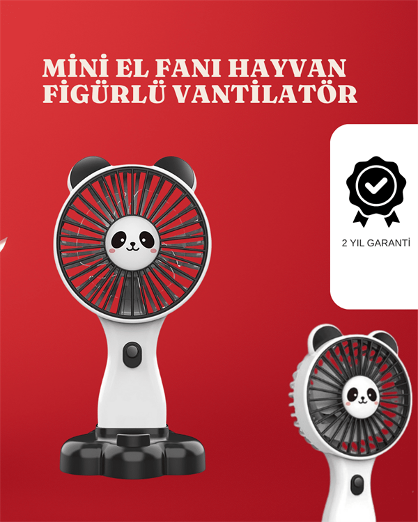 Mini Fan Hayvan Figürlü – Şarj Edilebilir Taşınabilir El Vantilatörü