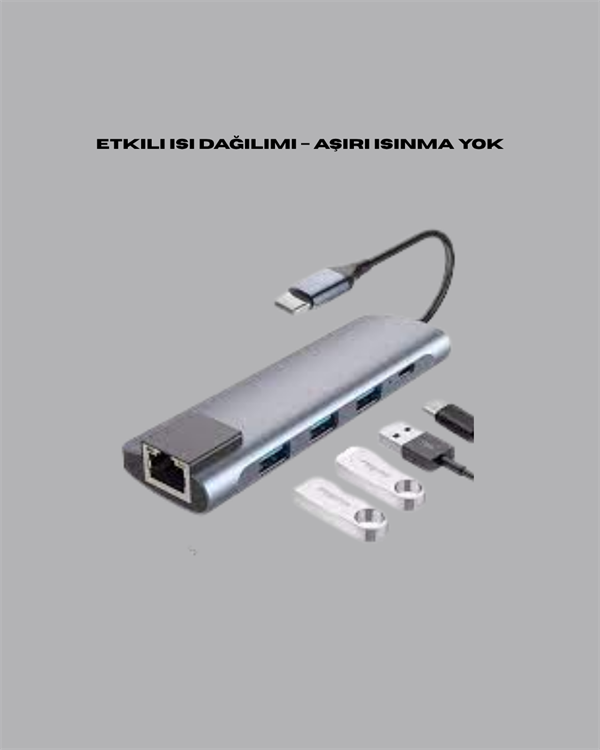 Alüminyum Gövdeli Type‑C HDMI & Ethernet Adaptör – Tak & Çalıştır