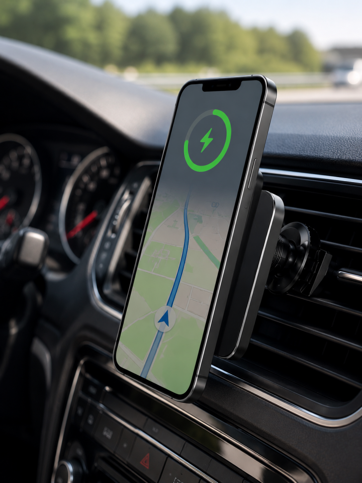 Araç İçi Manyetik Telefon Tutucu ve 15W Kablosuz Hızlı Şarj Cihazı