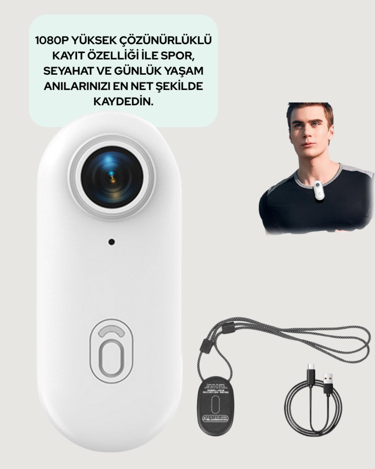 360° Klipsli Manyetik Spor Kamera Yüksek Çözünürlük Yeni Nesil