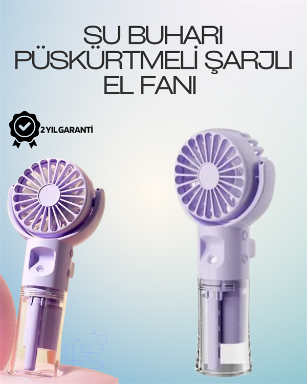 Şarjlı Buğu Fanı – Nemlendirici Sis Fonksiyonlu, Tip-C Girişli, Taşınabilir Masa Fanı