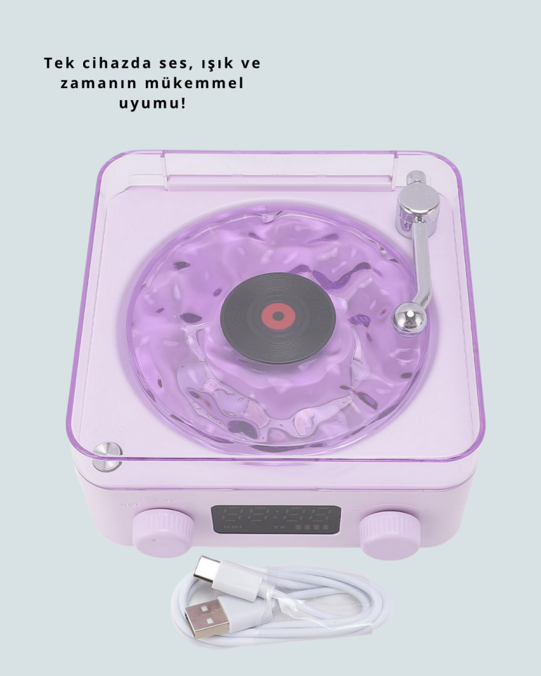 Bluetooth Retro Pikap Hoparlör – Projektörlü Gece Lambası