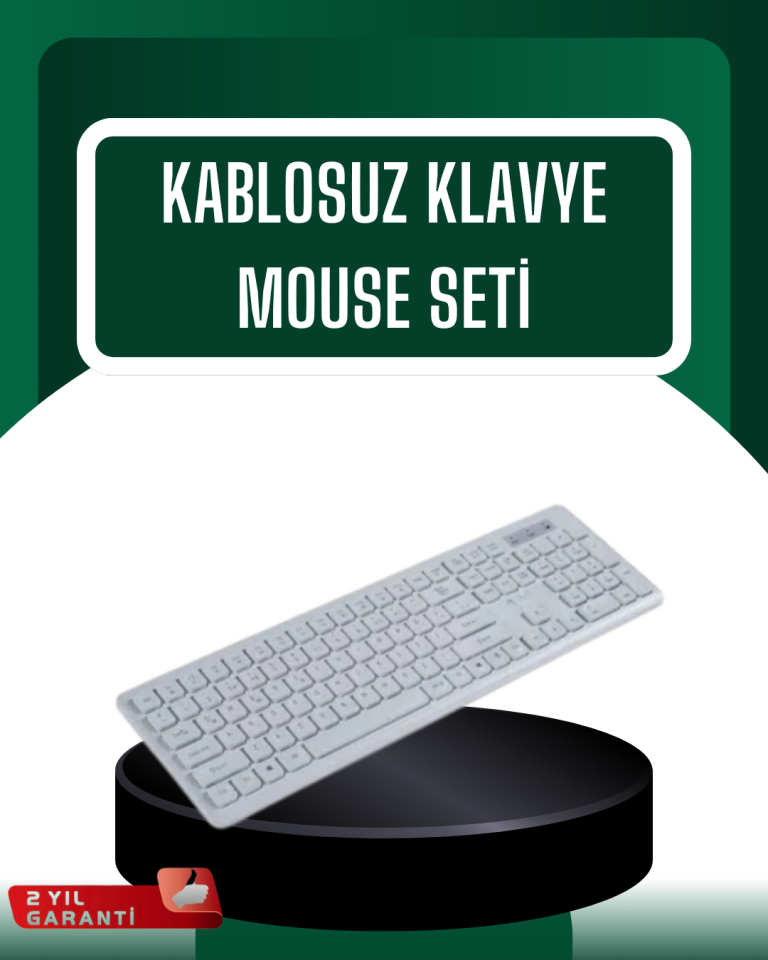 USB Alıcılı Kablosuz Klavye Mouse - Geniş Uyumluluk, Sessiz Tuşlar