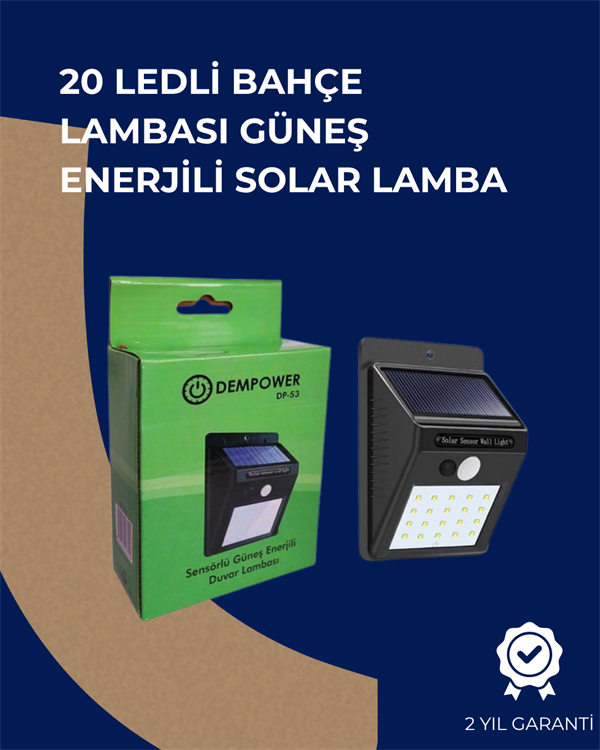 Solar Enerjili 20 LED Duvar Lambası | Hareket Sensörlü, Su Geçirmez, Kablo Gerektirmez