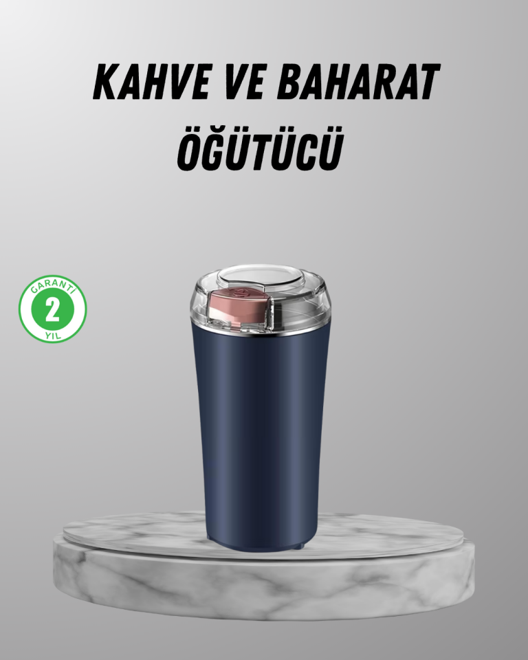 Elektrikli Kahve ve Baharat Öğütücü – Güçlü Motor, Paslanmaz Çelik Gövde, Kolay Temizlik
