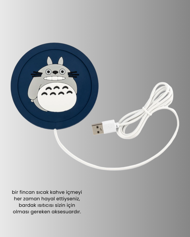 Totoro Figürlü USB Bardak Isıtıcı Sıcak Tutucu Mat 60 Derece Maksimum