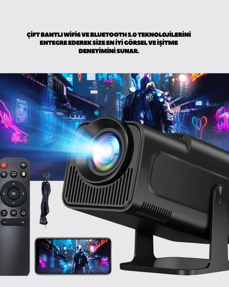 Uzun Ömürlü Lamba ve Dahili Hoparlörlü Ev Sinema Projektörü