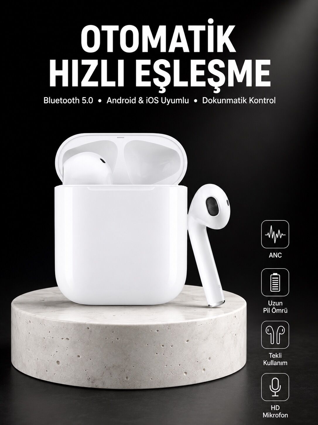Yeni Nesil Dokunmatik Kontrol Çağrı Cevaplayabilen Kablosuz Bluetooth Kulaklık