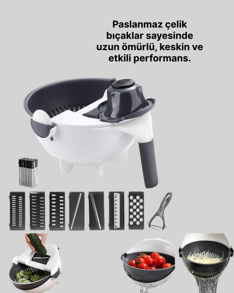 Mutfak İçin Pratik 5 Bıçaklı Rende ve Süzgeç Seti