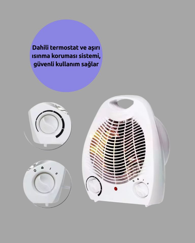2000W Taşınabilir Elektrikli Fanlı Isıtıcı – Hızlı Isınma, Kompakt Boy