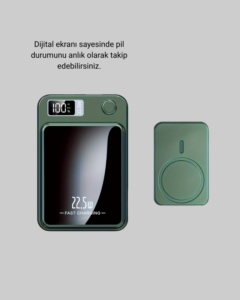 MagSafe Powerbank 22.5W Hızlı Şarjlı ve Kompakt Kablosuz Şarj Cihazı