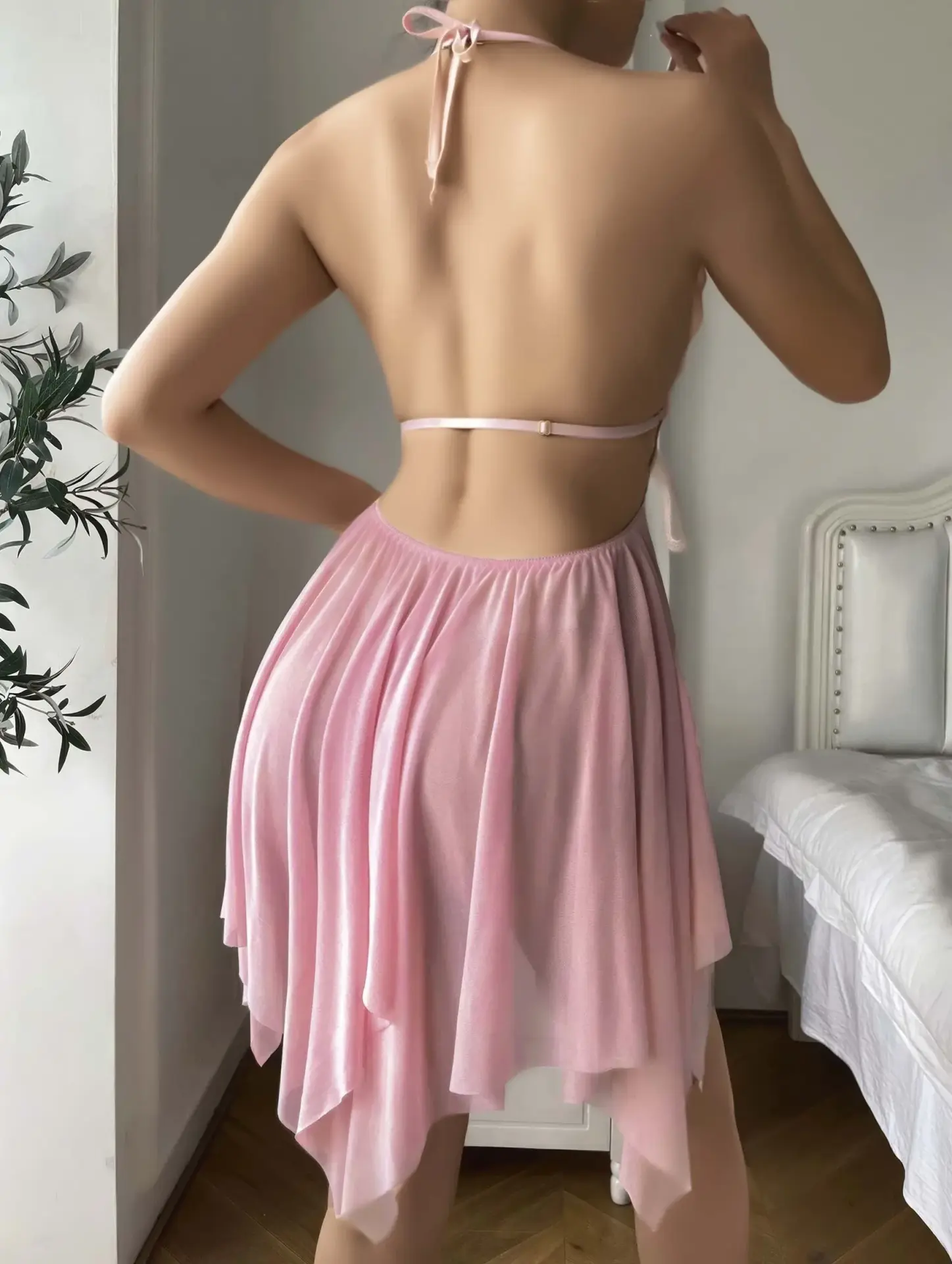 Morliva Kadın Pembe Kelebek Detaylı Tül Fantezi Gecelik 2296