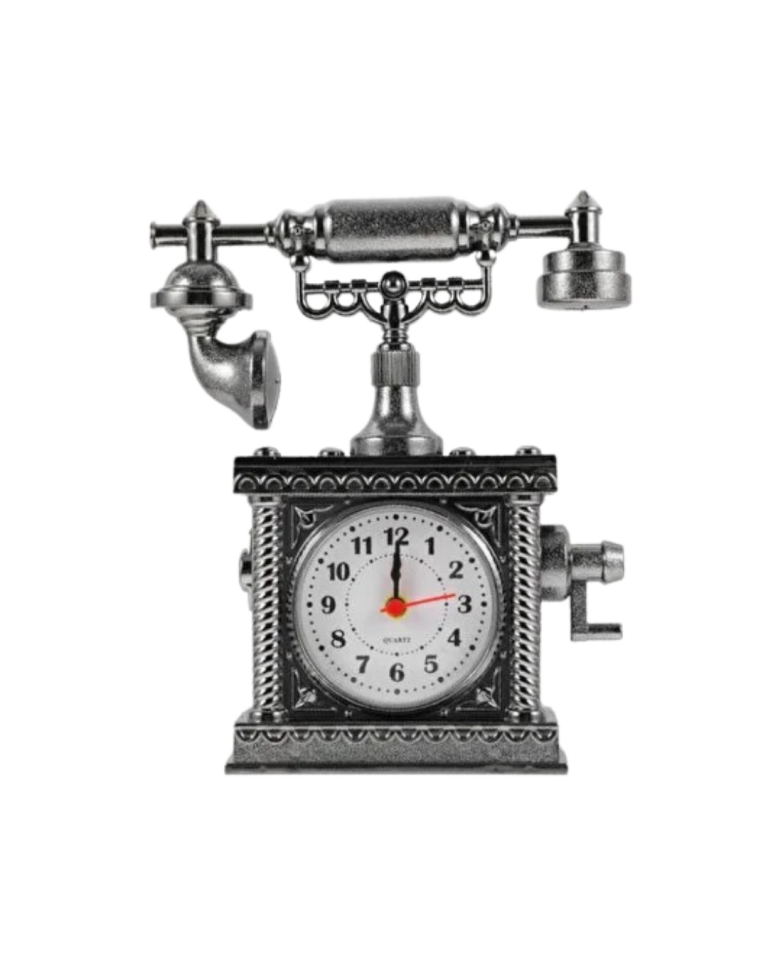 Nostaljik Telefon Tasarımlı Masa Saati Yüksek Sesli Alarm