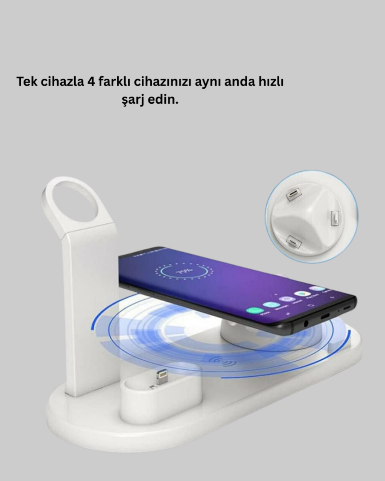 Modern Tasarımlı Çok Fonksiyonlu Kablosuz Şarj Standı