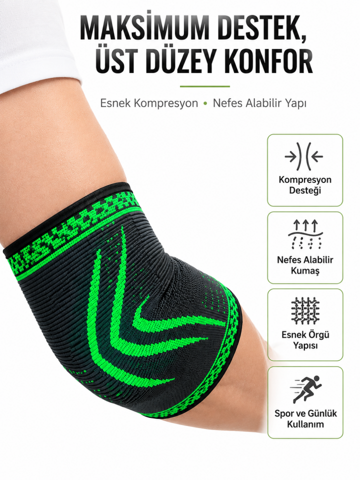Dirsek Destekliği Kompresyonlu Elastik Spor Dirsek Koruyucu Günlük Kullanım İçin