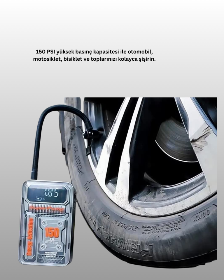 150 PSI Kablosuz Dijital Ekranlı Taşınabilir Araç Lastik Pompası