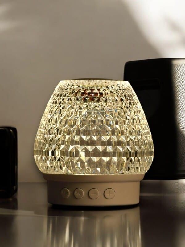 G5 Kristal Şarjlı Masa Lambası - 7 Renk Gece Lambası ve Bluetooth Hoparlör