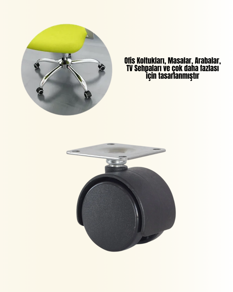 6 cm Kilitsiz Masa Ayağı Tekerleği 4’lü Set Çok Amaçlı