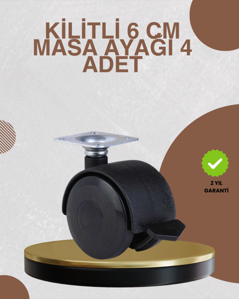 Kilitli Mobilya Ayağı 6 cm 4’lü Set Zemin Korumalı
