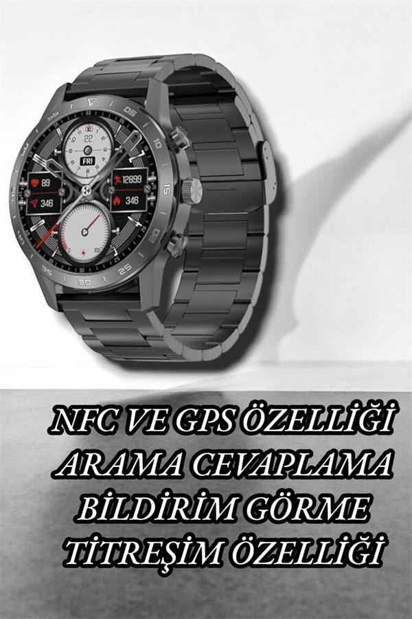 NFC ve Kablosuz Şarjlı Akıllı Saat EKG, Nabız & Spor Modları ile iOS ve Android Uyumlu