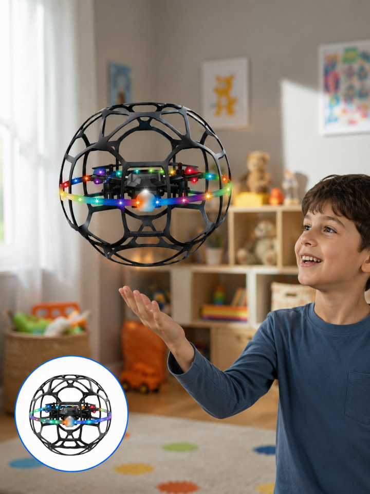 El Hareketi Kontrollü Futbol Topu Tasarımlı Drone LED Işıklı