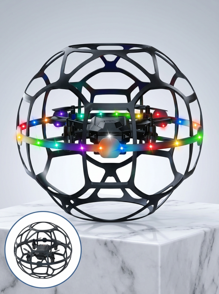 LED Işıklı Futbol Topu Mini Drone Akıllı Sensörlü El Kontrollü