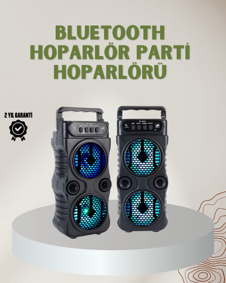 1200 mAh Şarjlı LED Işıklı Bluetooth Hoparlör – FM Radyolu, Hafıza Kart Destekli